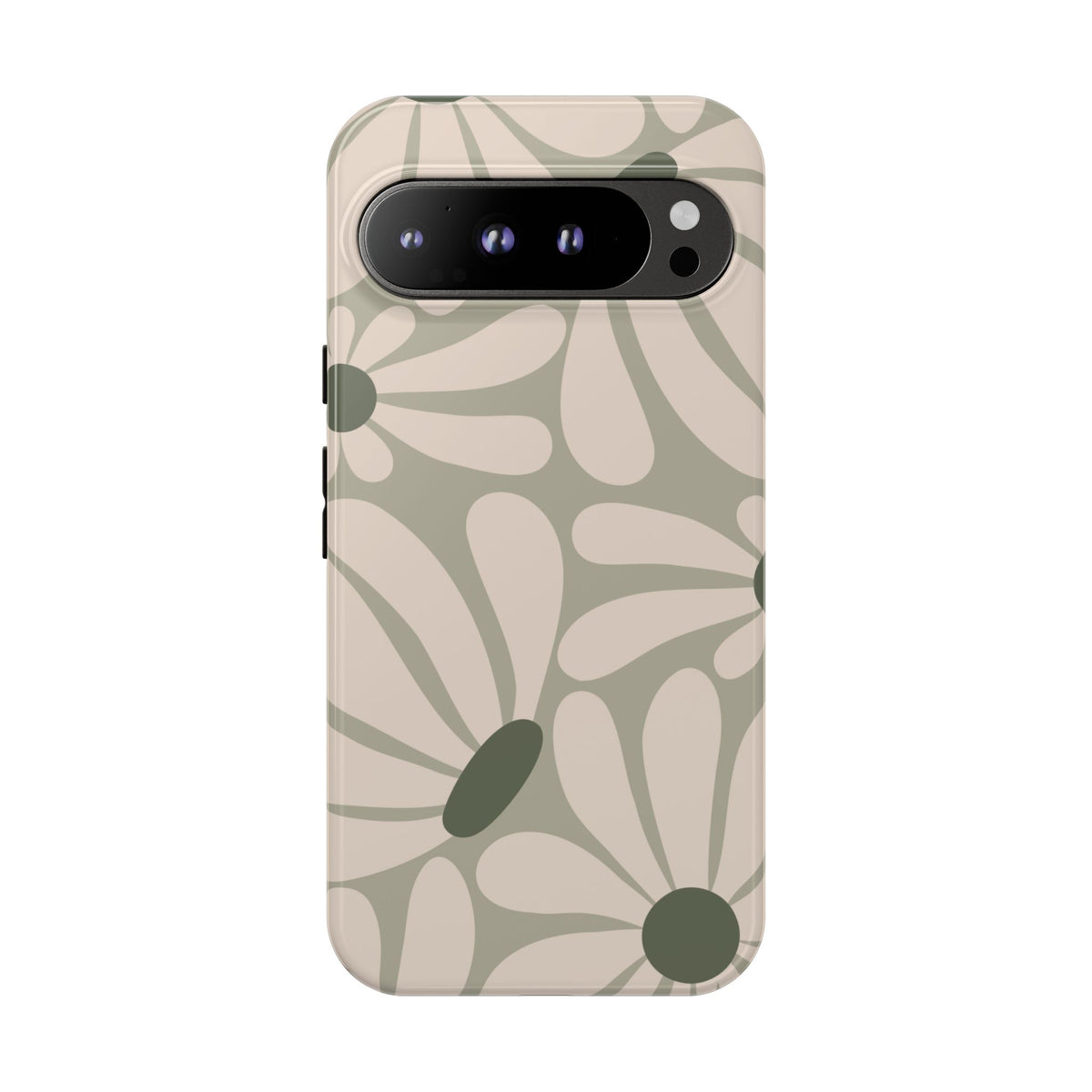 Retro Cream & Green Daisy Pattern Phone Case - White Phone Case - Google Pixel 9 Pro XL / Glossy
