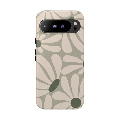 Retro Cream & Green Daisy Pattern Phone Case - White Phone Case - Google Pixel 9 Pro XL / Glossy