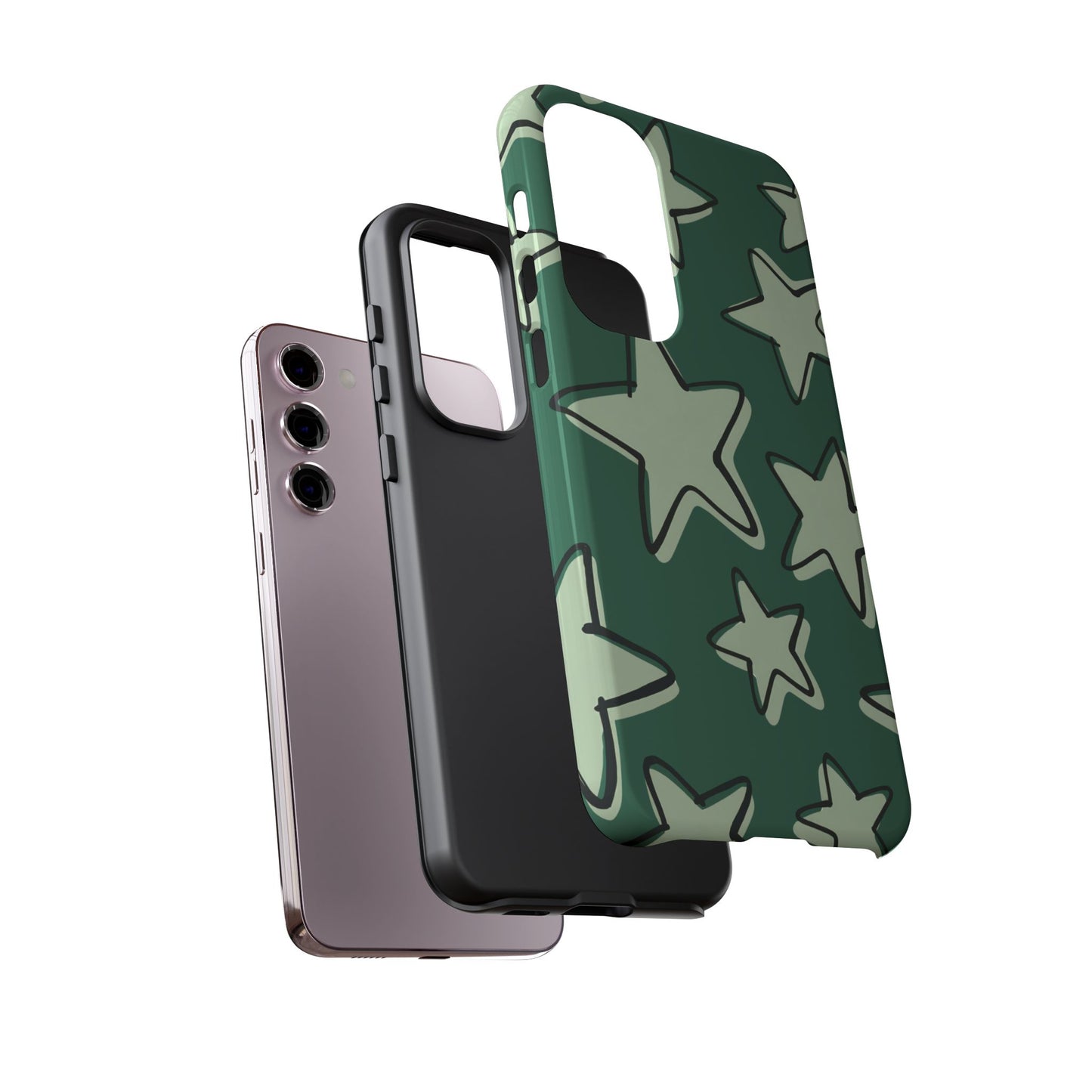 Forest Green Doodle Star Phone Case