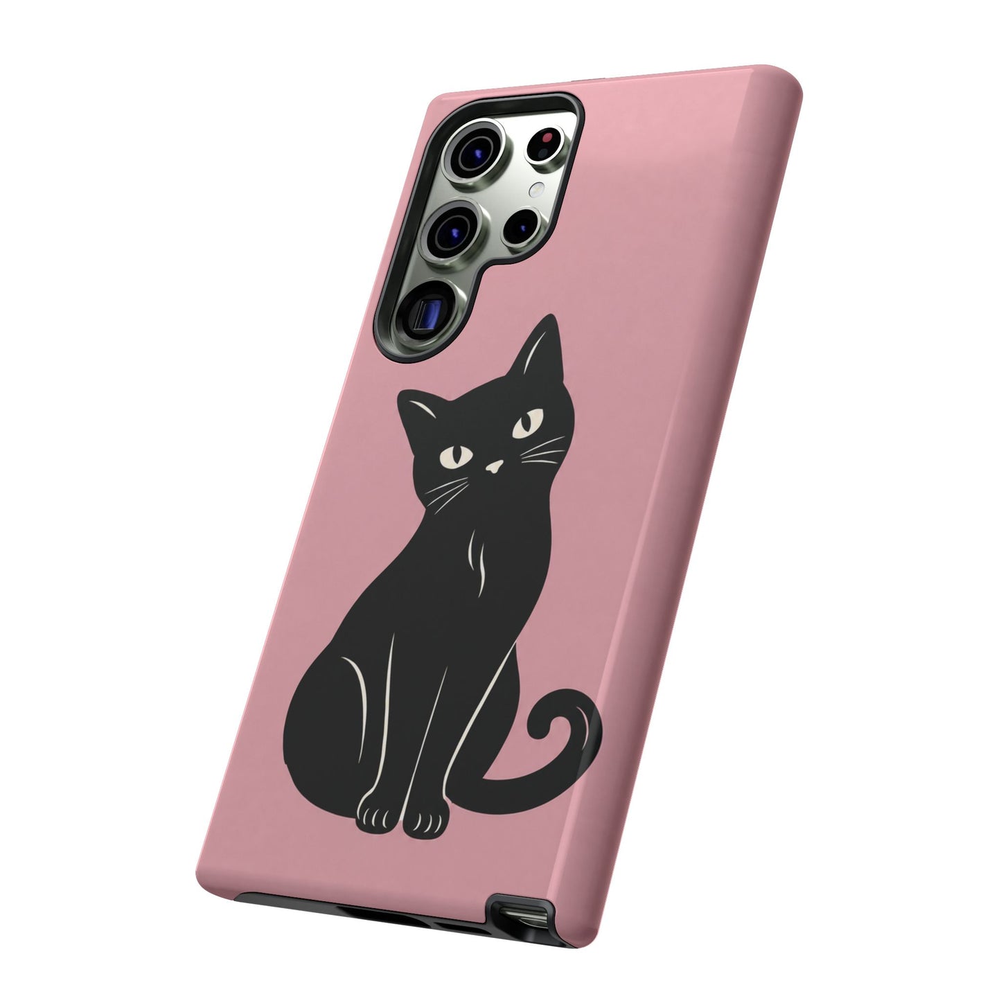 Minimalist Blush Pink & Black Cat Phone Case