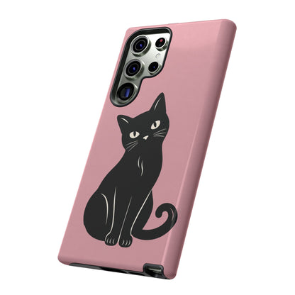 Minimalist Blush Pink & Black Cat Phone Case