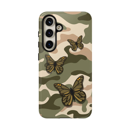 Samsung Galaxy S24 / Glossy Phone Case - Green Butterfly Camo Phone Case