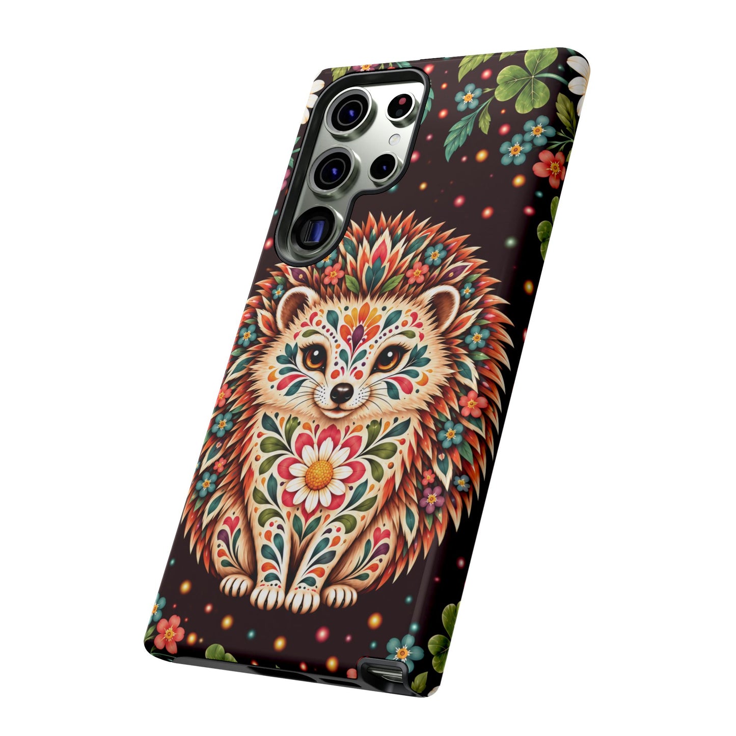 Vibrant Terracotta and Teal Calavera Hedgehog Phone Case - Multicolor Phone Case