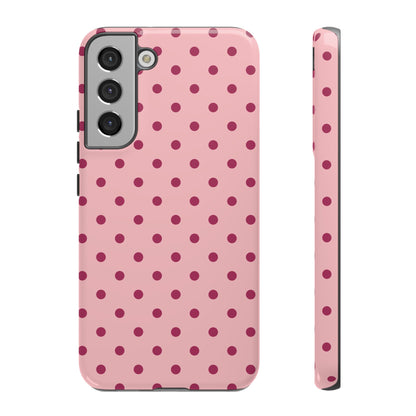 Samsung Galaxy S22 Plus / Glossy Phone Case - ’Pink with Red Dot Pattern’ Phone Case