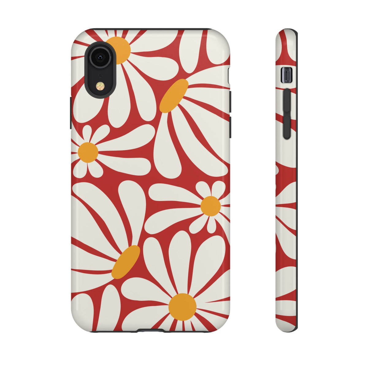 Retro Red Daisy Pattern Phone Case - Red Phone Case - iPhone XR / Glossy