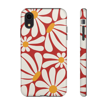 Retro Red Daisy Pattern Phone Case - Red Phone Case - iPhone XR / Glossy