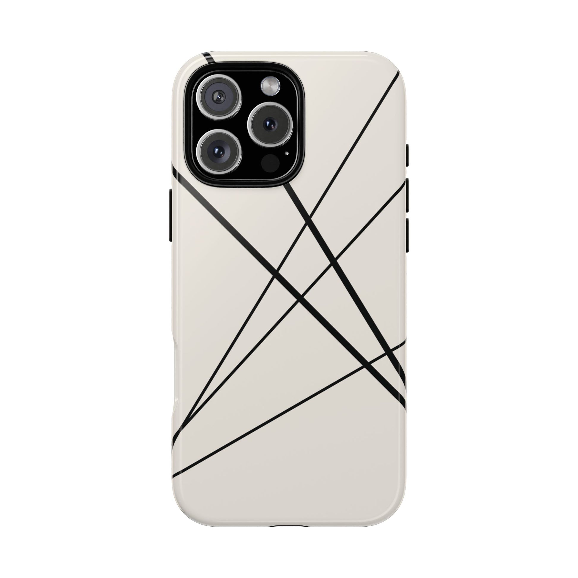 Abstract White with Black Lines Phone Case - White Phone Case - iPhone 16 Pro Max / Glossy