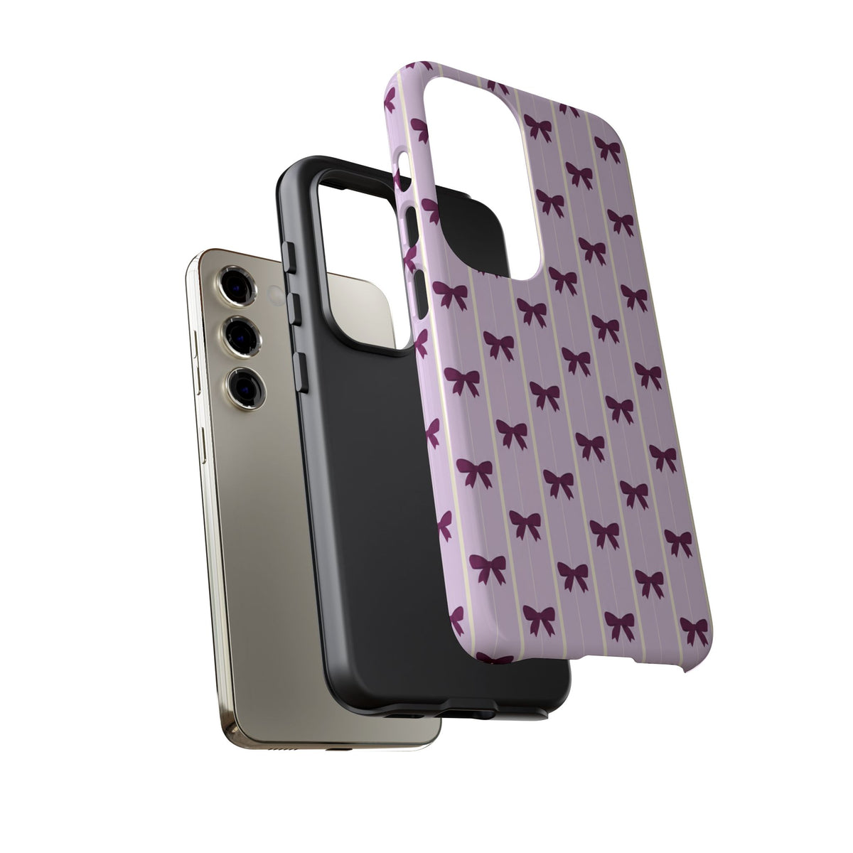 Retro Plum Purple Bow Pattern Phone Case