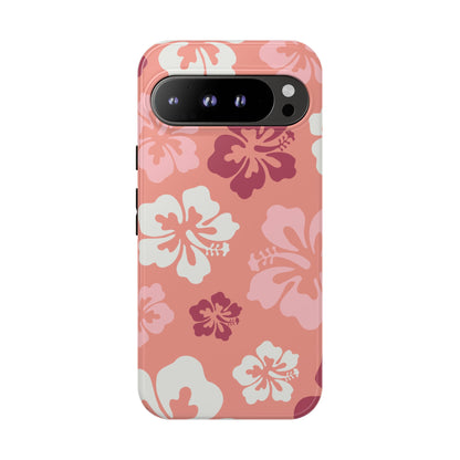 Google Pixel 9 Pro XL / Glossy Phone Case - ’Pink Hibiscus Retro Pattern #3’ Phone Case