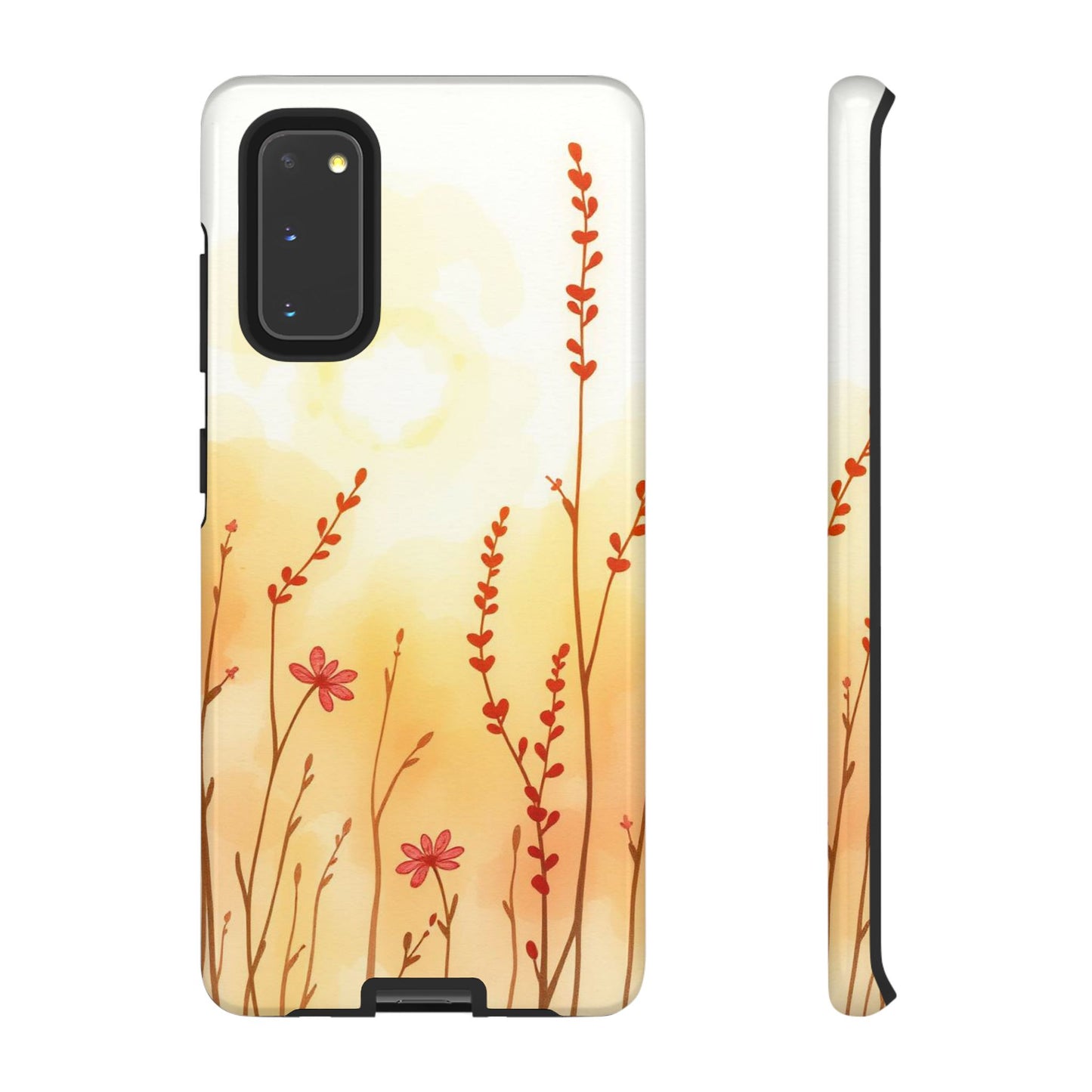 Samsung Galaxy S20 / Glossy Phone Case - Boho Chic Watercolour Wildflower Dusk Pattern Phone Case