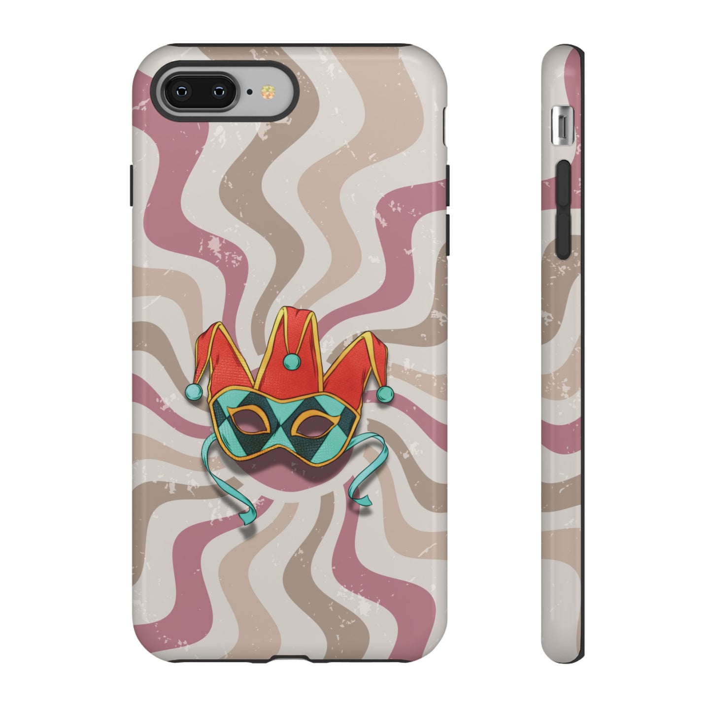 Venetian Jester Mask – Pink Retro Soft Revival Phone Case - Pink Phone Case - iPhone 8 Plus / Glossy