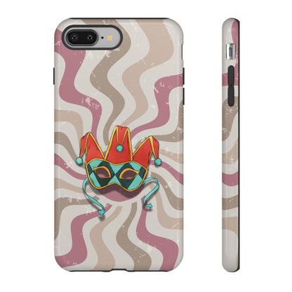 Venetian Jester Mask – Pink Retro Soft Revival Phone Case - Pink Phone Case - iPhone 8 Plus / Glossy