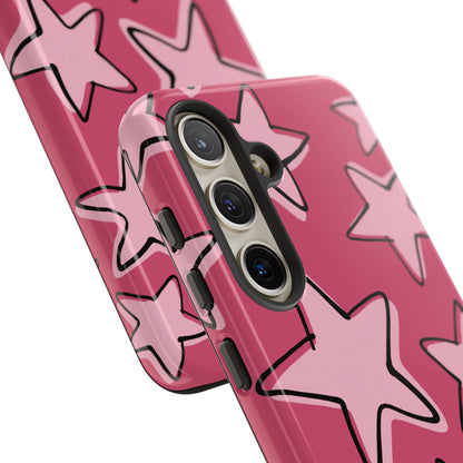 Raspberry Pink Doodle Star Phone Case
