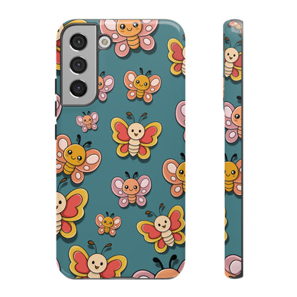Blue Butterfly Sticker Design Phone Case - Blue Phone Case - Samsung Galaxy S22 Plus / Glossy
