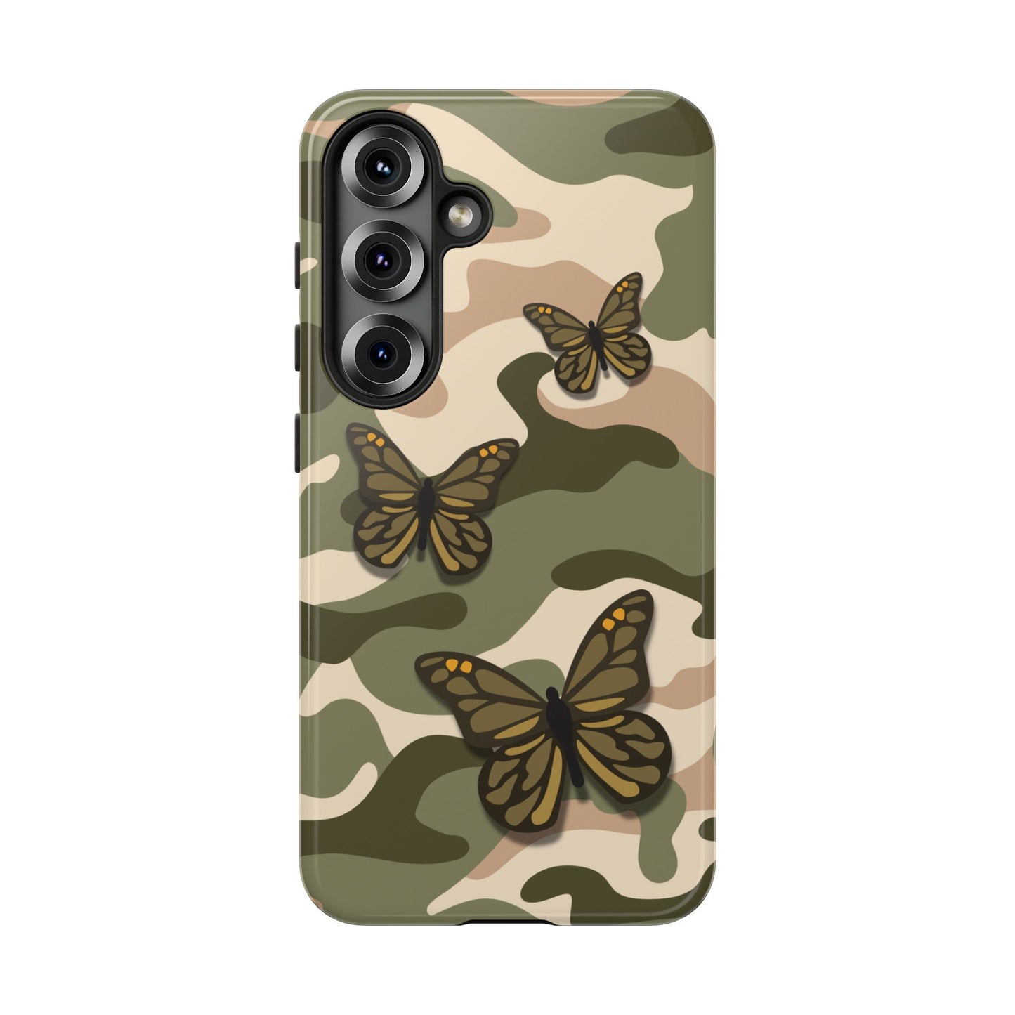 Samsung Galaxy S25 / Glossy Phone Case - Green Butterfly Camo Phone Case