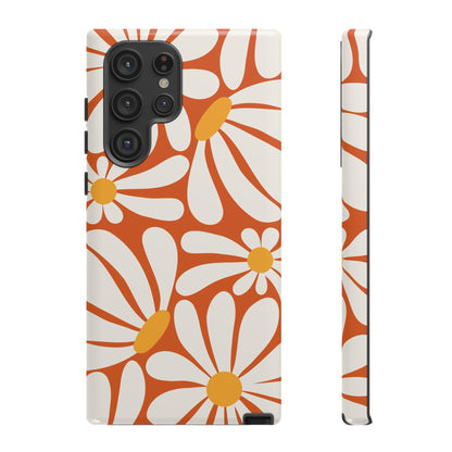 Retro Orange Daisy Pattern Phone Case - Orange Phone Case - Samsung Galaxy S22 Ultra / Glossy