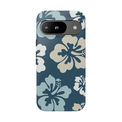 Google Pixel 9 / Glossy Phone Case - ’Blue Hibiscus Retro Pattern #1’ Phone Case