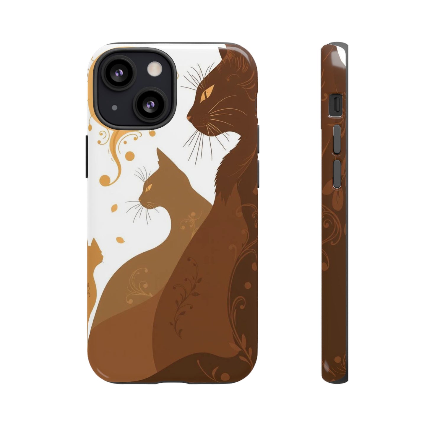 iPhone 13 Mini / Glossy Phone Case - Abstract Cat Pattern Design Phone Case