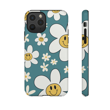 Fun Retro Daisy Pattern with Light Blue Background Phone Case - Blue Phone Case - iPhone 11 Pro / Glossy