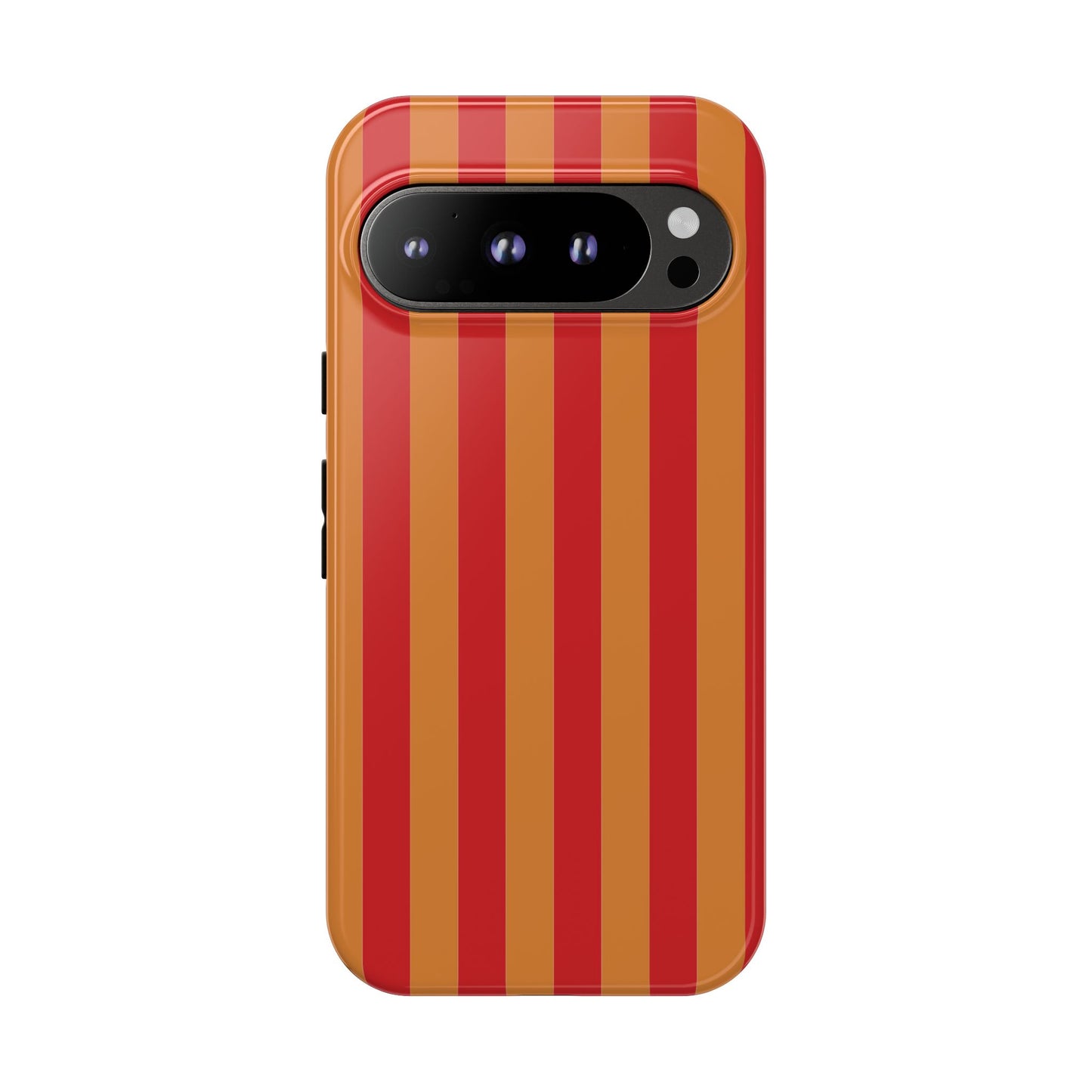 Google Pixel 9 Pro / Glossy Phone Case - ’Orange & Red Stripe Pattern’ Phone Case