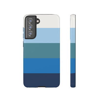Blue and White Stripe Pattern Phone Case - Blue Phone Case - Samsung Galaxy S21 FE / Glossy