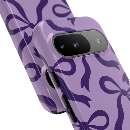 Bold Lilac and Deep Purple Bow Pattern Phone Case - Purple Phone Case