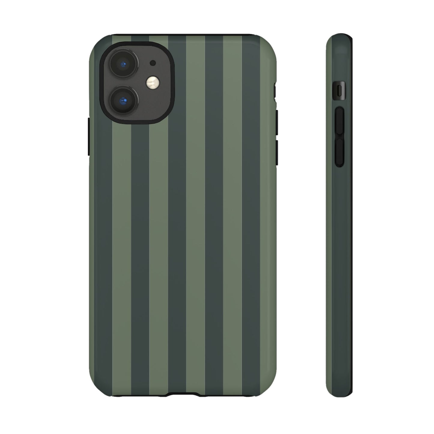iPhone 11 / Glossy Phone Case - ’Dark Green Stripe Pattern’ Phone Case