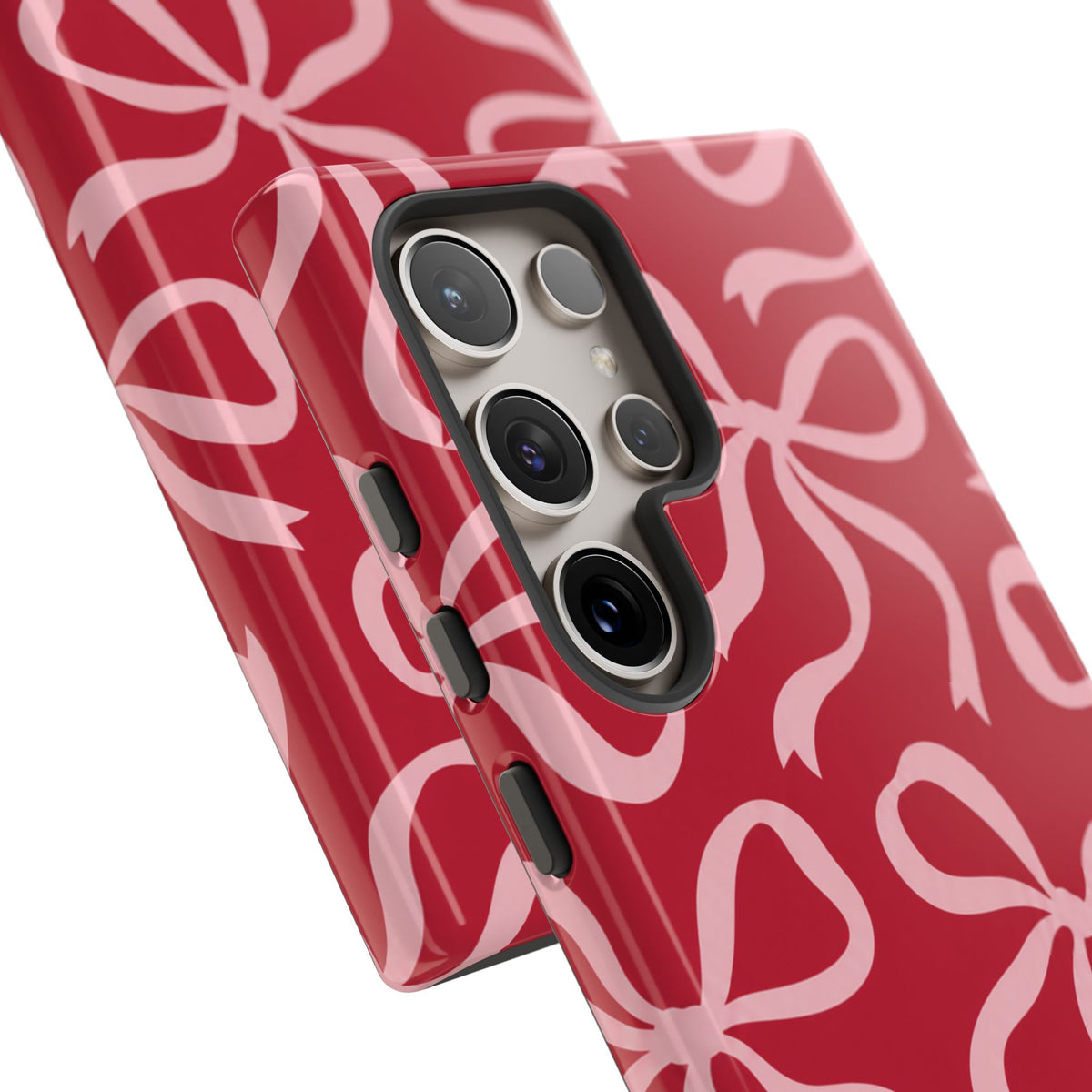 Bold Raspberry Red and Blush Pink Bow Pattern Phone Case