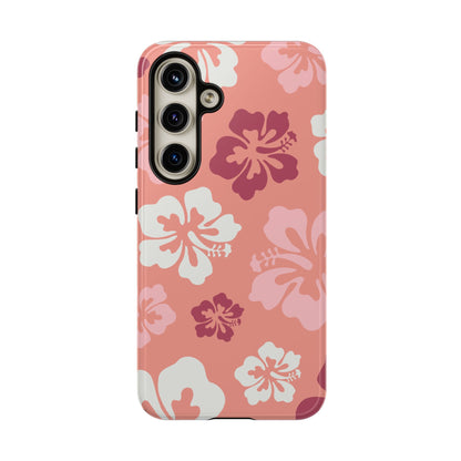 Samsung Galaxy S24 / Glossy Phone Case - ’Pink Hibiscus Retro Pattern #3’ Phone Case