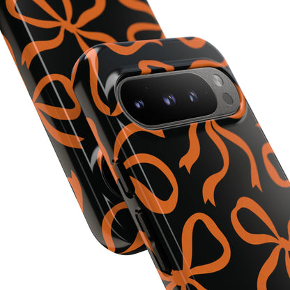Bold Black and Burnt Orange Bow Pattern Phone Case