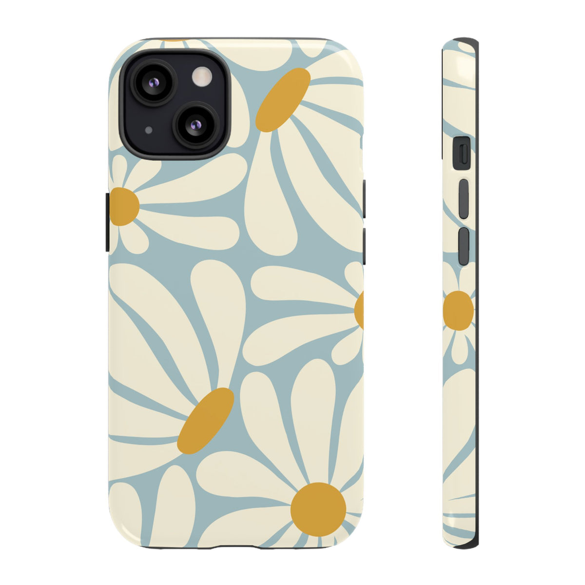 Retro Light Blue Daisy Pattern Phone Case - Blue Phone Case - iPhone 13 / Glossy