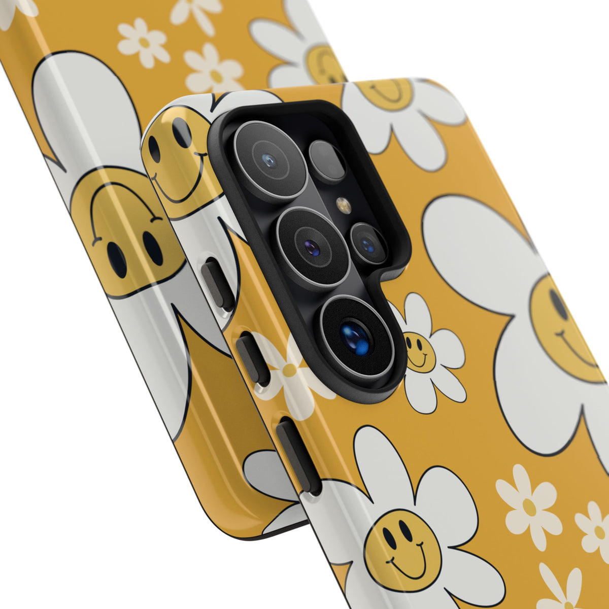 Fun Retro Daisy Pattern with Yellow Background Phone Case - Yellow Phone Case