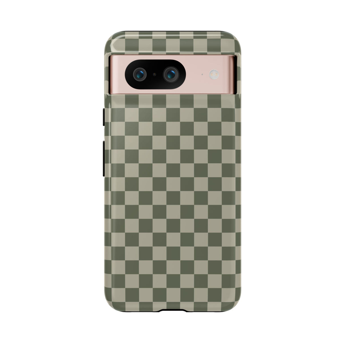 Bold Olive Green Checked Pattern Phone Case - Green Phone Case - Google Pixel 8 / Glossy