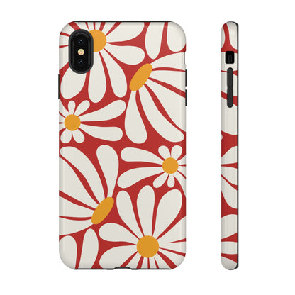 Retro Red Daisy Pattern Phone Case - Red Phone Case - iPhone XS MAX / Glossy