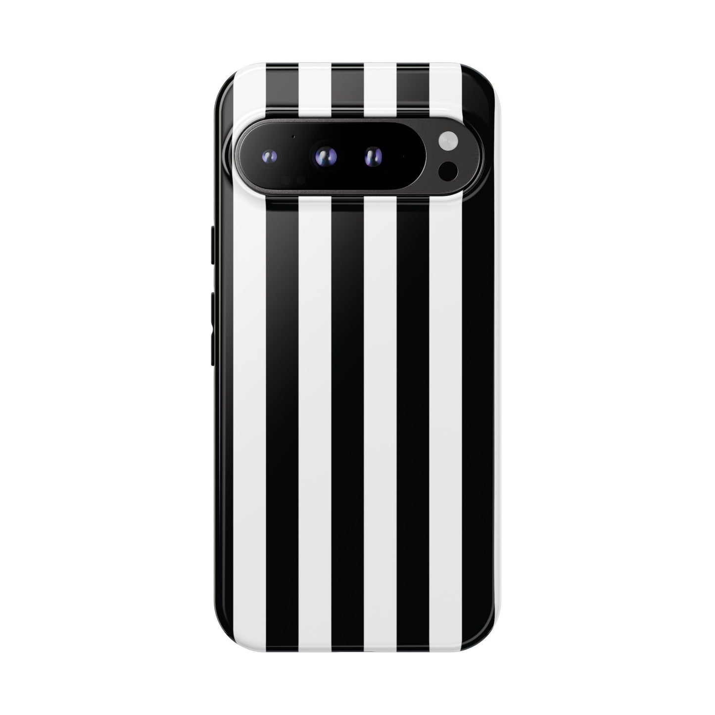 Google Pixel 9 Pro XL / Glossy Phone Case - Simple Black & White Stripe Pattern Phone Case