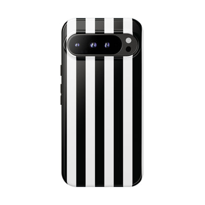 Google Pixel 9 Pro XL / Glossy Phone Case - Simple Black & White Stripe Pattern Phone Case