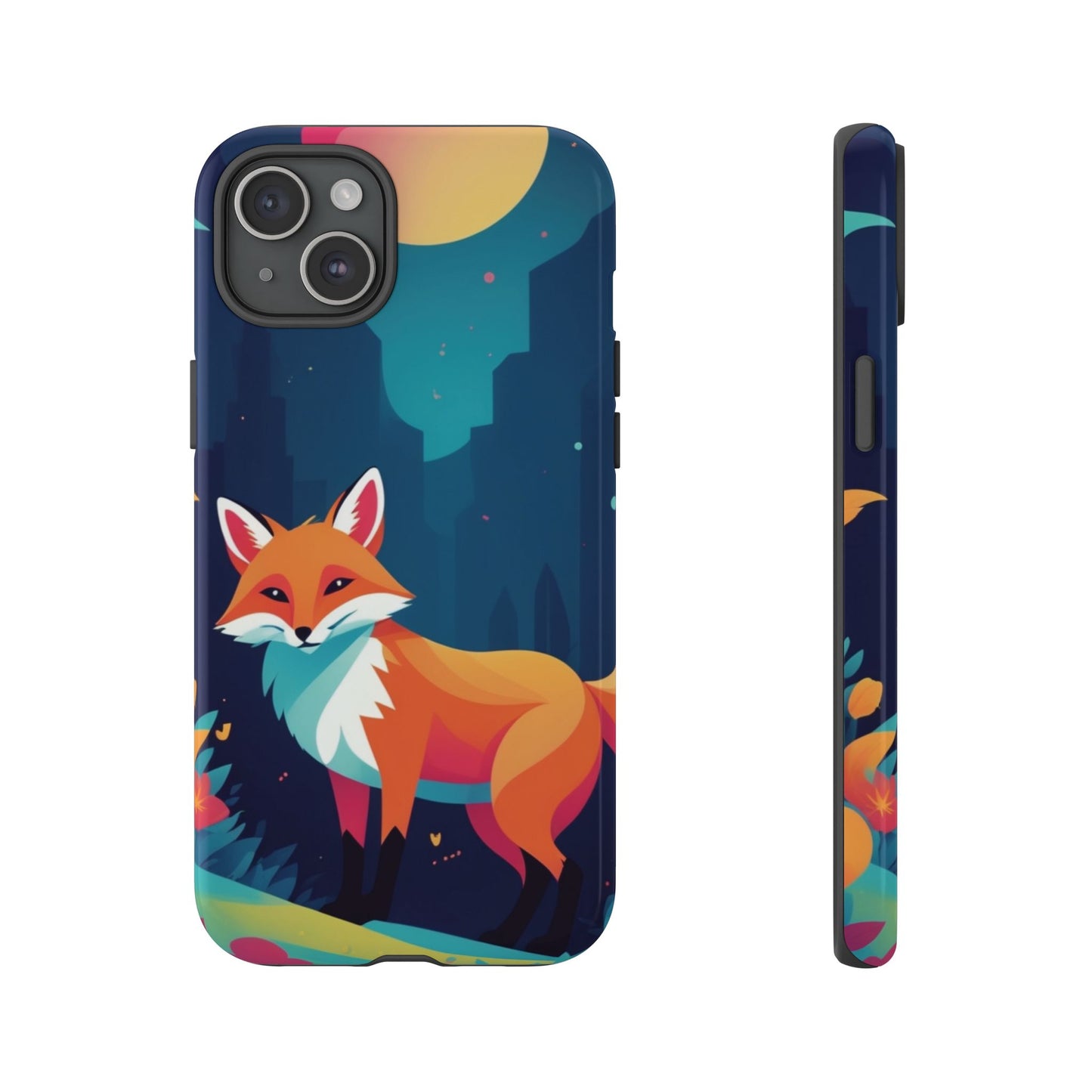 iPhone 15 Plus / Glossy Phone Case - Stylised Fox Design Phone Case