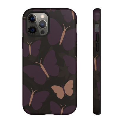 iPhone 12 Pro / Glossy Phone Case - Minimalist Purple Butterfly Pattern Phone Case