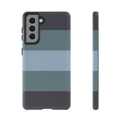 Samsung Galaxy S21 / Glossy Phone Case - Shades of Blue Horizontal Stripe Pattern Phone Case