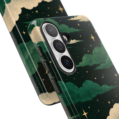 Illustrated Emerald Green Clouds & Stars Phone Case
