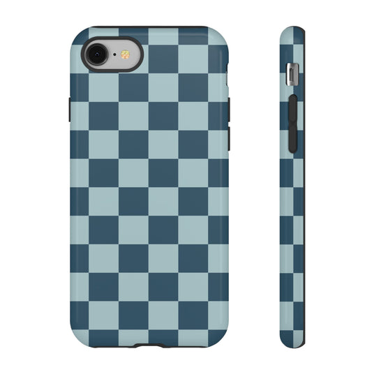 Blue Checked Pattern Phone Case - Blue Phone Case - iPhone 8 / Glossy