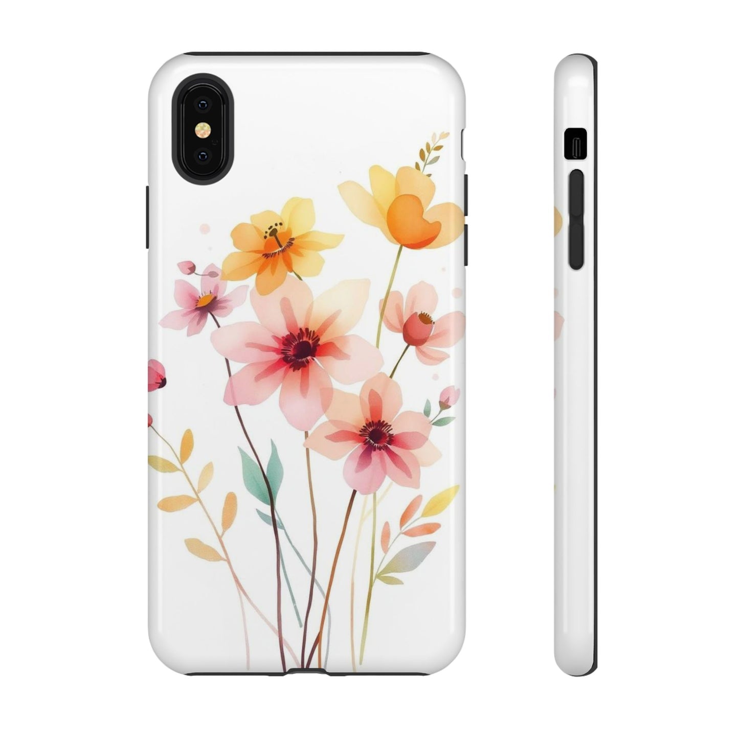iPhone XS MAX / Glossy Phone Case - Boho Chic Watercolour Blooms Design Phone Case