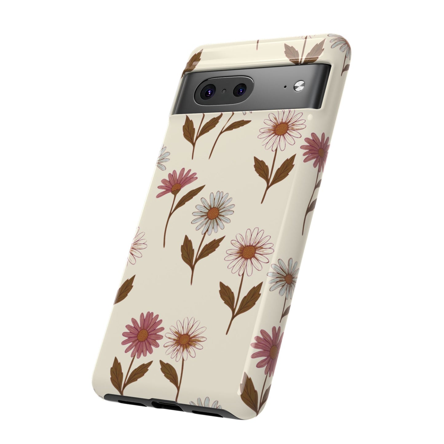 Pretty Cream & Rose Daisy Pattern Phone Case