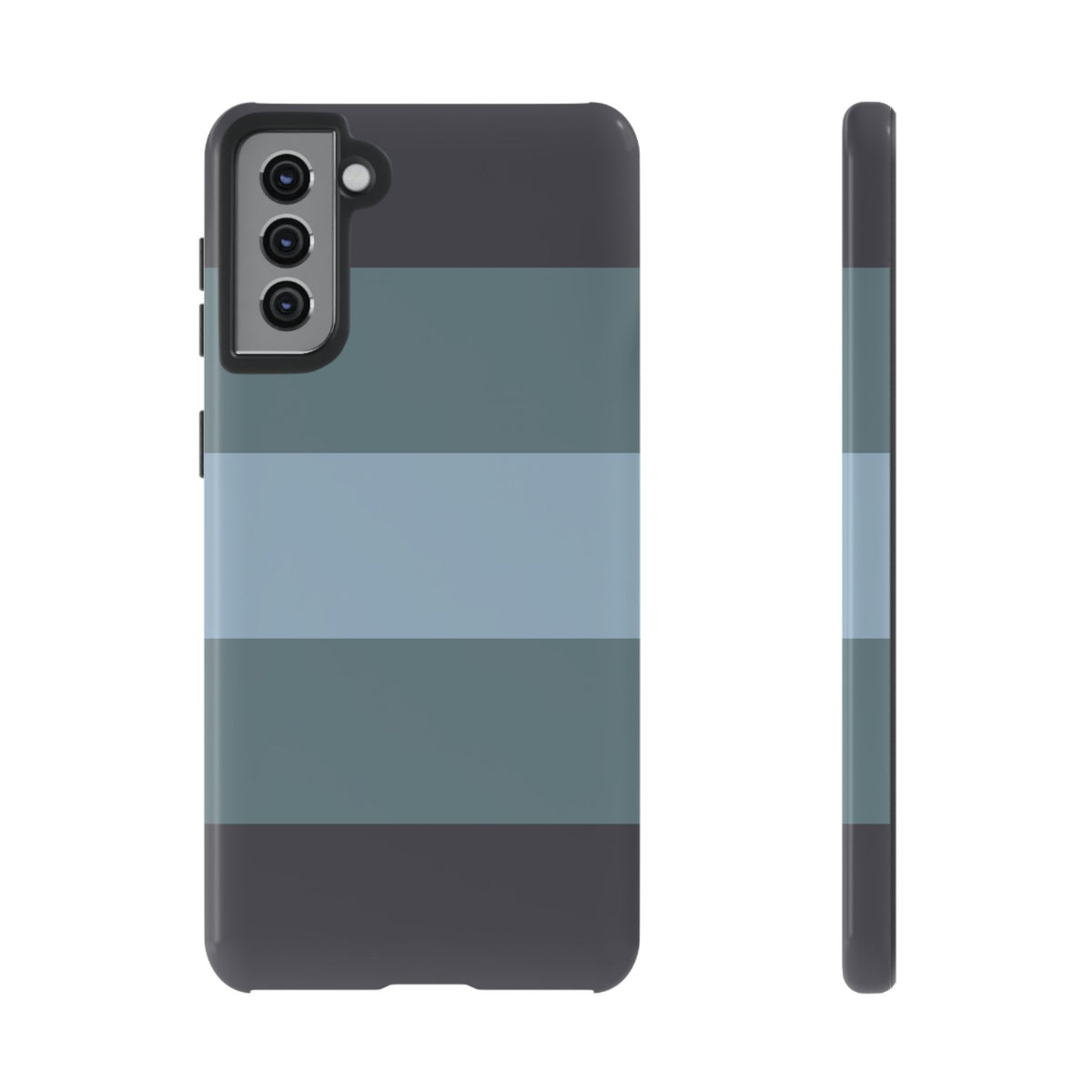 Shades of Blue Horizontal Stripe Pattern Phone Case - Blue Phone Case - Samsung Galaxy S21 Plus / Glossy