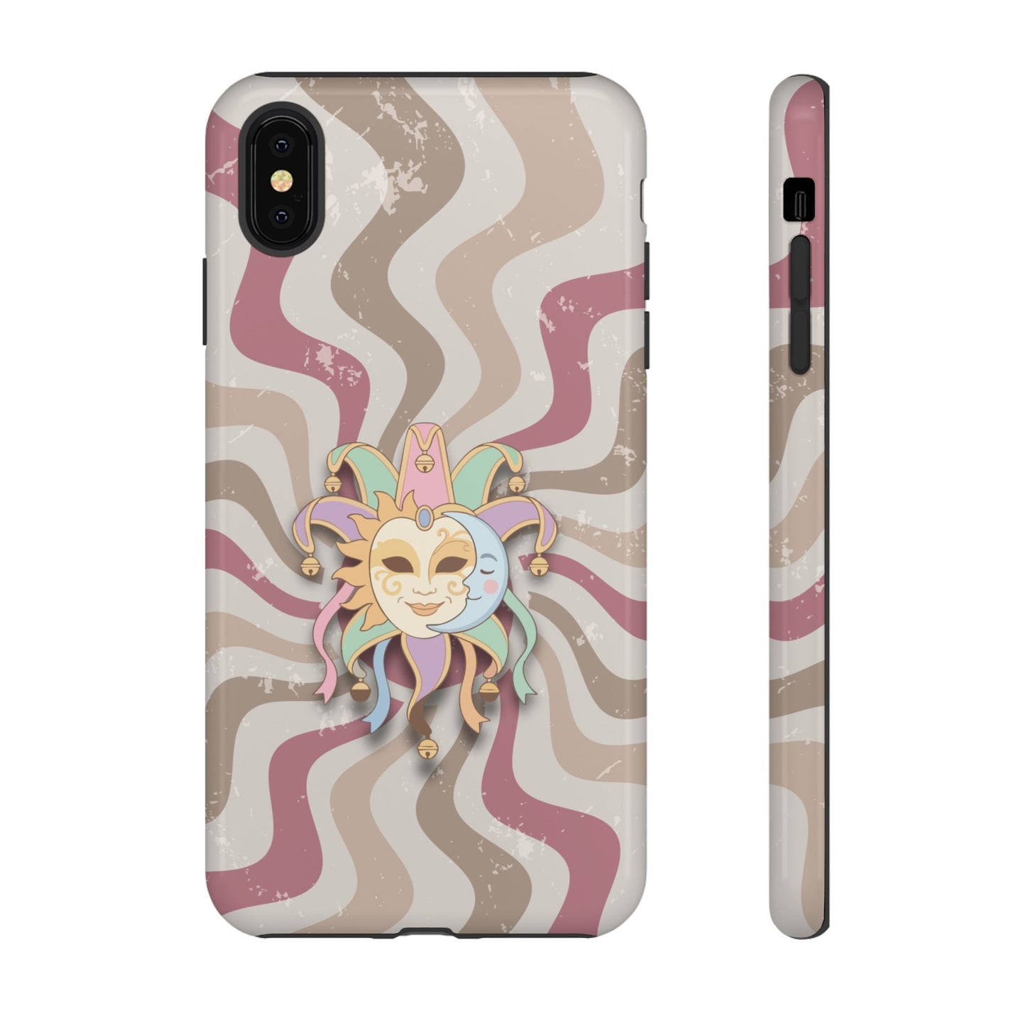 Sun & Moon Jester Mask – Pink Retro Wave Phone Case - Pink Phone Case - iPhone XS MAX / Glossy