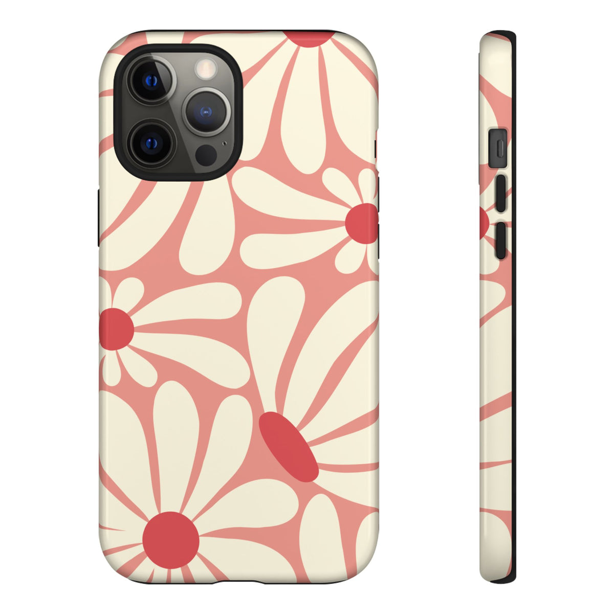 Cute Retro Pink Daisy Pattern Phone Case - Pink Phone Case - iPhone 12 Pro Max / Glossy