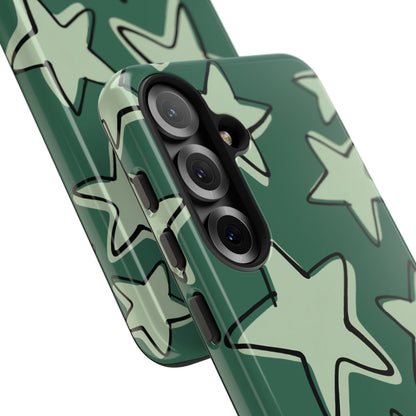 Forest Green Doodle Star Phone Case
