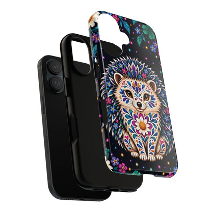 Vibrant Purple and Teal Calavera Hedgehog Phone Case - Multicolor Phone Case