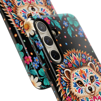 Vibrant Orange and Turquoise Calavera Hedgehog Phone Case - Multicolor Phone Case