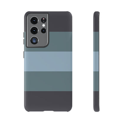 Samsung Galaxy S21 Ultra / Glossy Phone Case - Shades of Blue Horizontal Stripe Pattern Phone Case